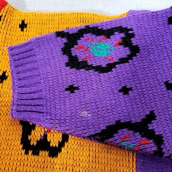 Vintage Fabriano Colorblock‎ Floral Sweater 90s Bold Geometric Knit Unisex - Picture 8 of 8